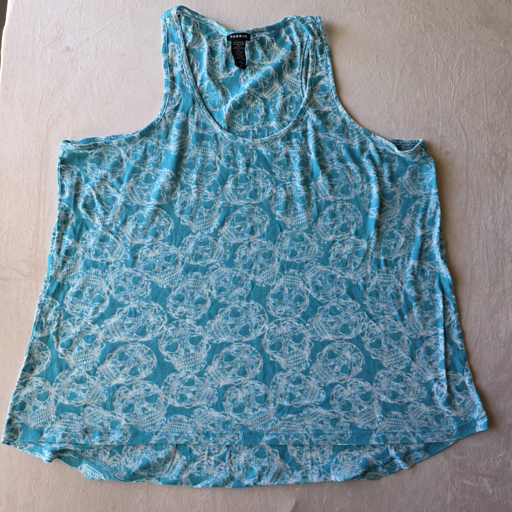 Blue Skull Print Tank Top